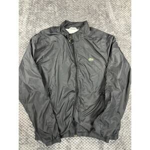 Lacoste Windbreaker Jacket Mens XL Black Nylon Zip Pockets